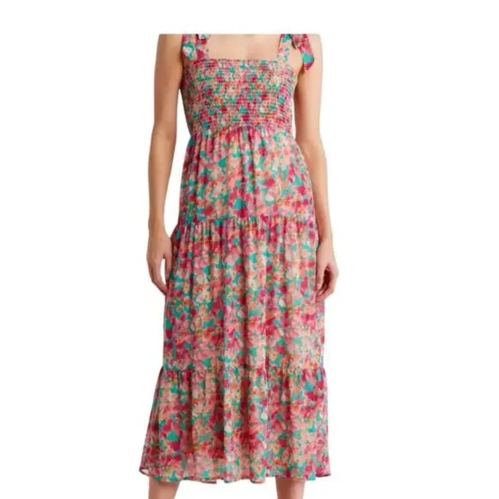 SAM EDELMAN Floral Smocked Midi Dress